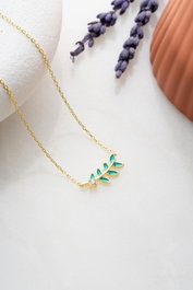 Heliophilia Silver Collar de Plata con Baño de Oro y Circón Verde